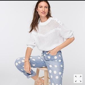 J Crew Elbow Sleeve Crochet Sweater